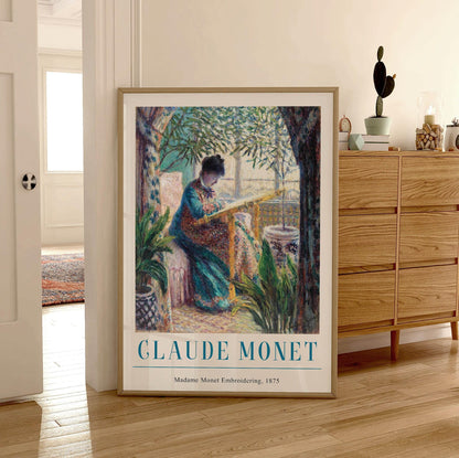 Monet Exhibition Poster, Madame Monet Embroidering, Claude Monet Print, French Décor, Architecture, Wall Art Décor, Gift