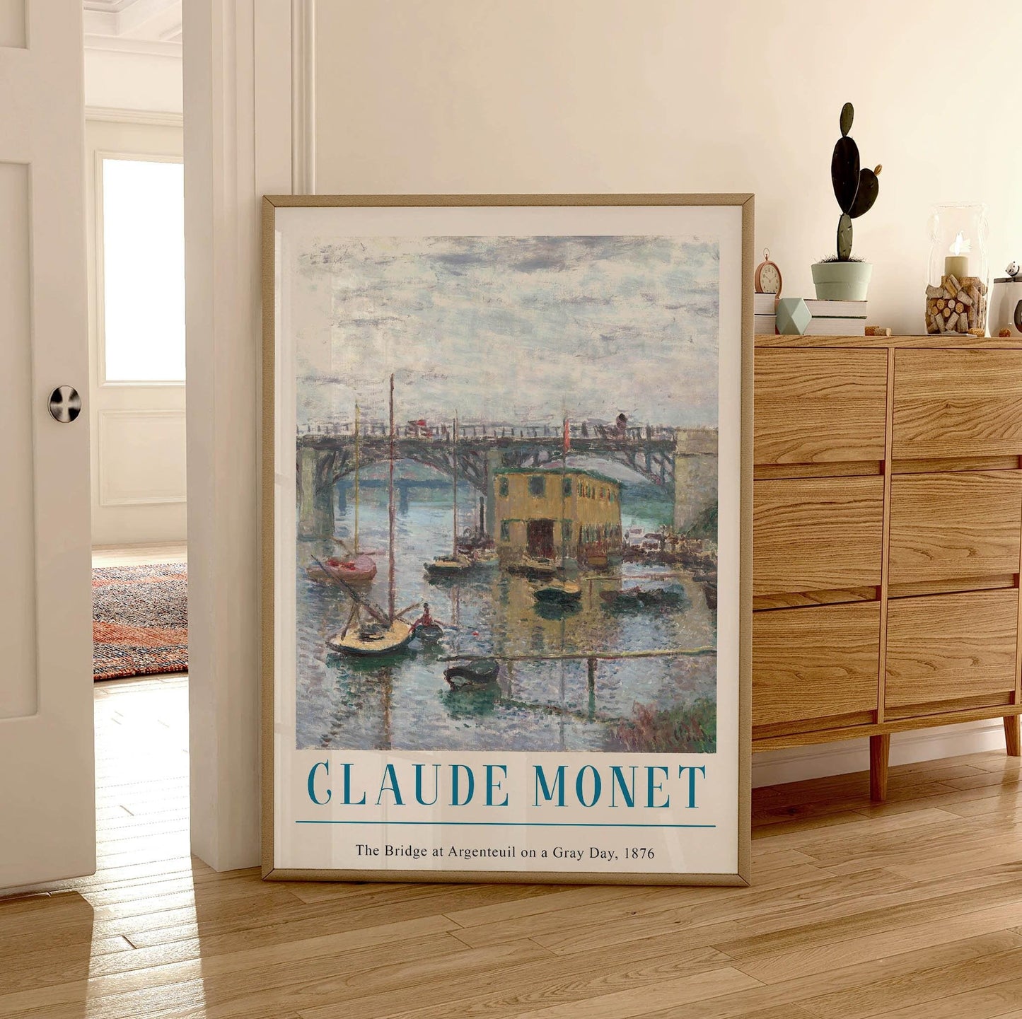 Monet Exhibition Poster, The Bridge at Argenteuil on a Gray Day, Claude Monet Print, French Travel Décor, Architecture, Wall Art Décor, Gift