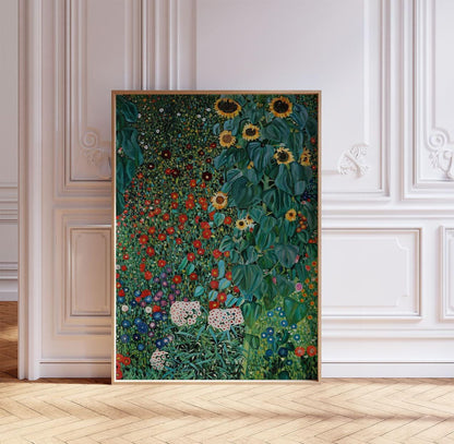 Gustav Klimt Poster, Gustav Klimt Farm Garden with Sunflowers, Art Nouveau Print, Famous Art, Wall Art Decor, Gift, A2/A3/A4/A5