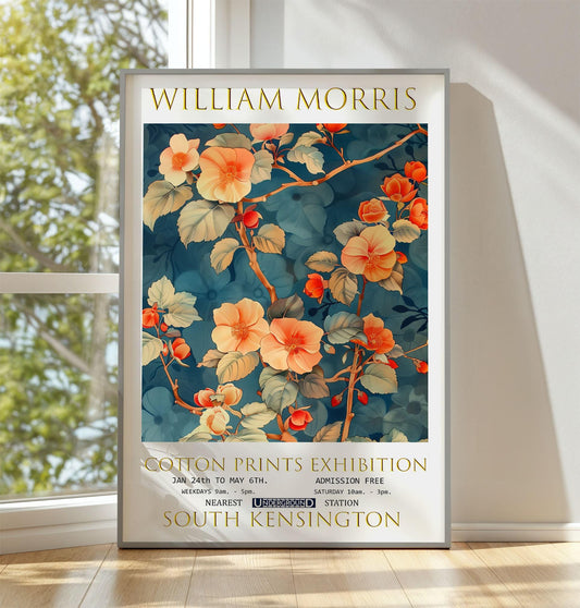 William Morris Print, William Morris Exhibition Print, William Morris Poster, Vintage Poster, Textile Art, Vintage Wall Art, Begonias Print