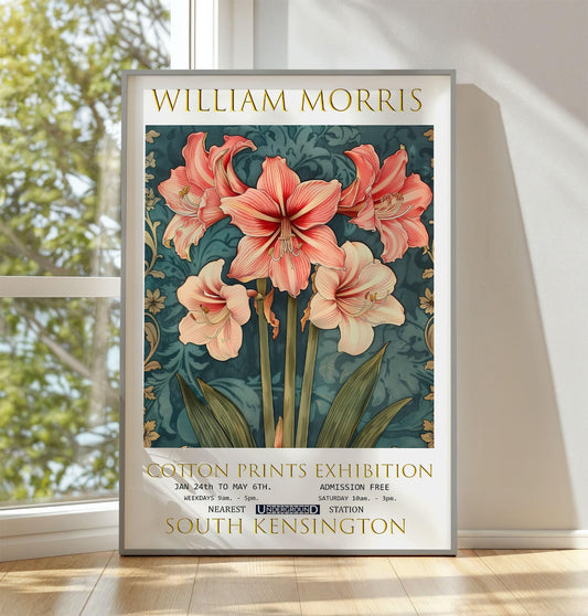 William Morris Print, William Morris Exhibition Print, William Morris Poster, Vintage Poster, Textile Design, Vintage Wall Art, Amaryllis