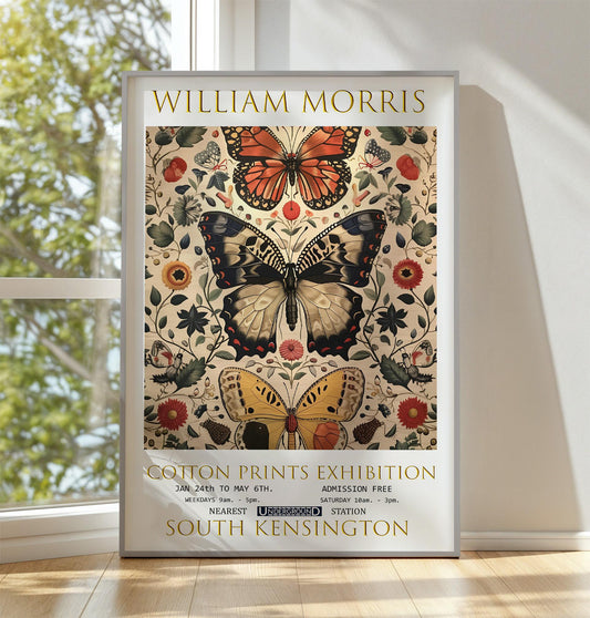 William Morris Print, William Morris Exhibition Print, William Morris Poster, Vintage Poster, Textiles Art Vintage Wall Art, Butterfly Print