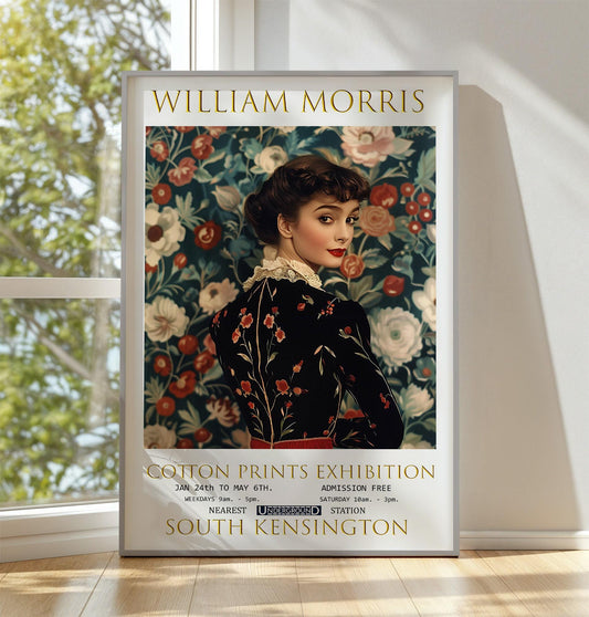 William Morris Print, William Morris Exhibition Print, William Morris Poster, Textiles Art, Vintage Poster, Audrey Hepburn Wall Art Print