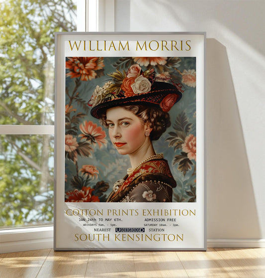 William Morris Print, William Morris Exhibition Print, William Morris Poster, Textiles Art, Vintage Wall Art, Queen Elizabeth II Art Print