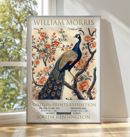 William Morris Peacock Print, William Morris Exhibition Poster, William Morris Poster, Vintage Wall Art, Textiles Art, Vintage Poster,