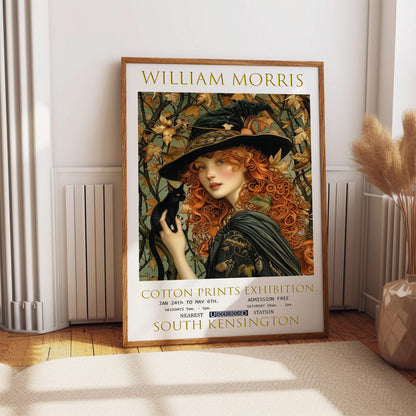 William Morris Print, William Morris Exhibition Print, William Morris Poster, Textiles Art, Gothic Wall Art, Witch & Black Cat Poster Print