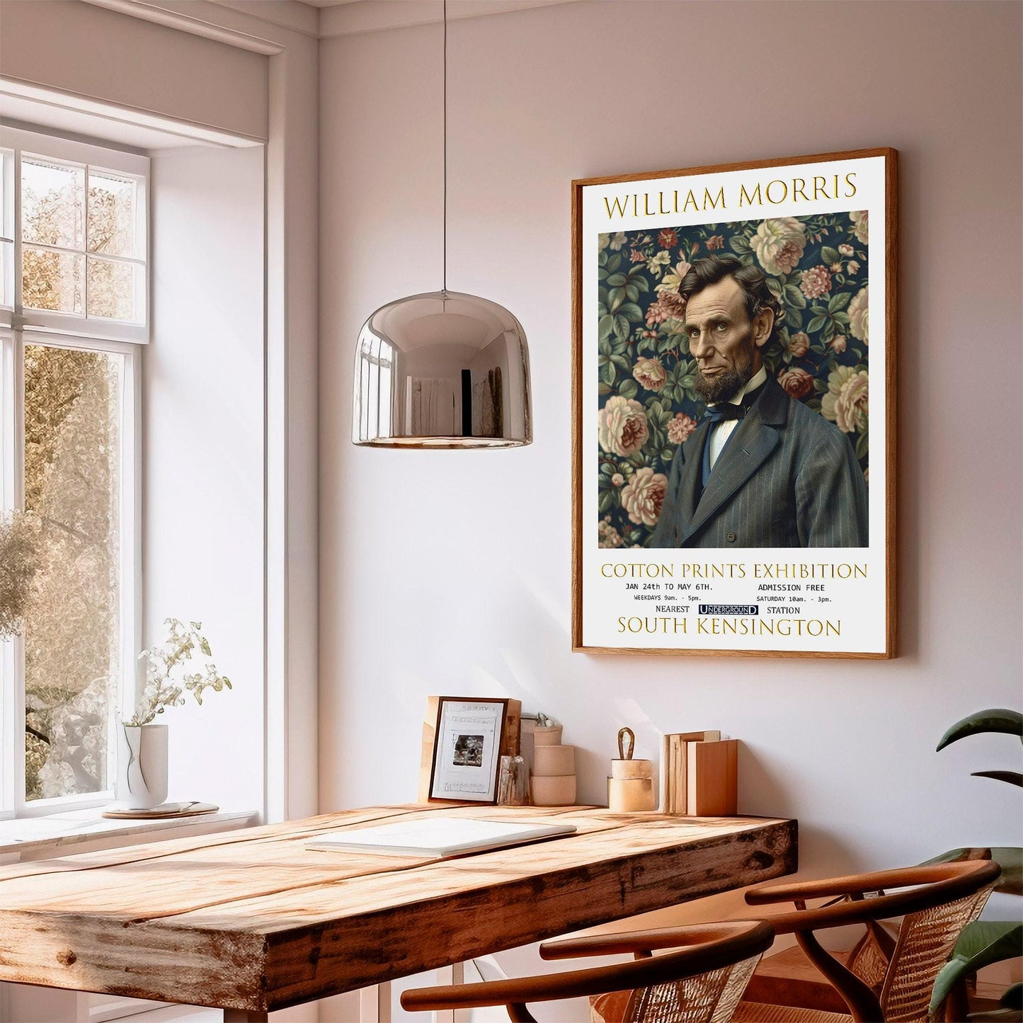 William Morris Abraham Lincoln Print, William Morris Exhibition Print, William Morris Poster, Vintage Poster, Textiles Art, Vintage Wall Art
