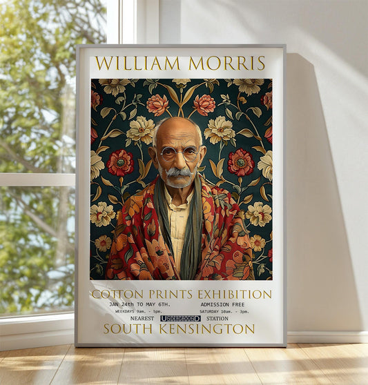 William Morris Print, William Morris Exhibition Print, William Morris Poster, Textiles Art, Vintage Poster, Mahatma Gandhi Poster Print