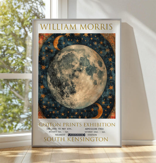 William Morris Poster, William Morris Exhibition Print, William Morris Print, Vintage Poster, Textiles Art Vintage Wall Art, Moon & Stars