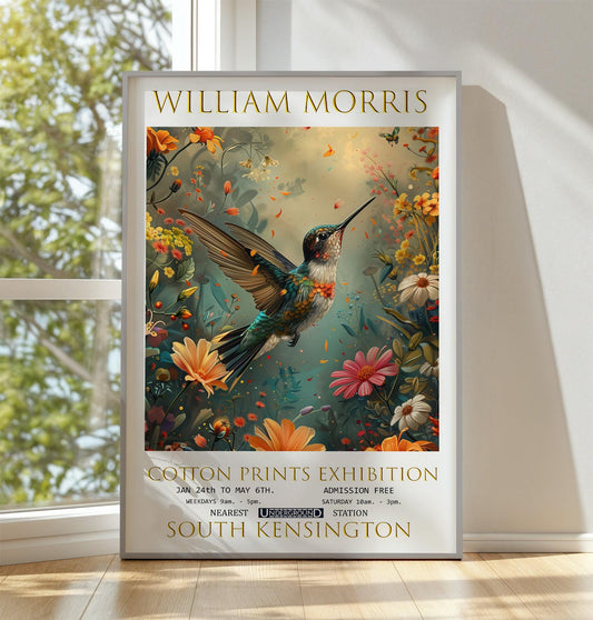 William Morris Print, William Morris Exhibition Print, William Morris Poster, Textiles Art, Vintage Wall Art, hummingbird Poster Print