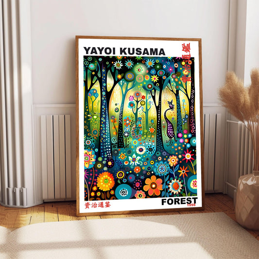 Yayoi Kusama Print, Japanese Art, Yayoi Kusama Wall Art, Whimsical Forest Art. Asian Wall Décor, Exhibition Poster, Forest Wall Art, Gift