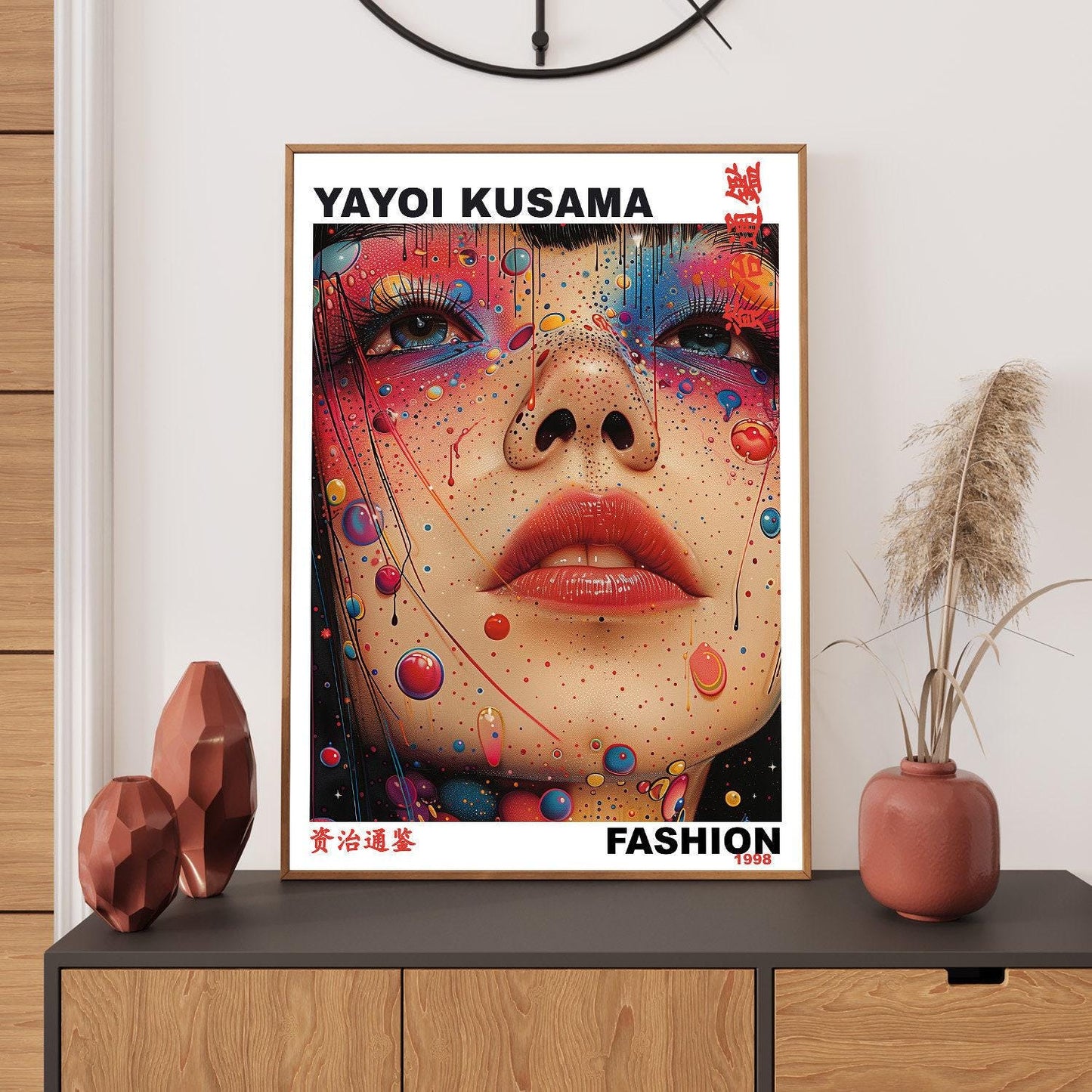 Yayoi Kusama Print, Japanese Art, Yayoi Kusama Wall Art, Whimsical Portrait Art. Asian Wall Décor, Exhibition Poster, Japanese Picture Print