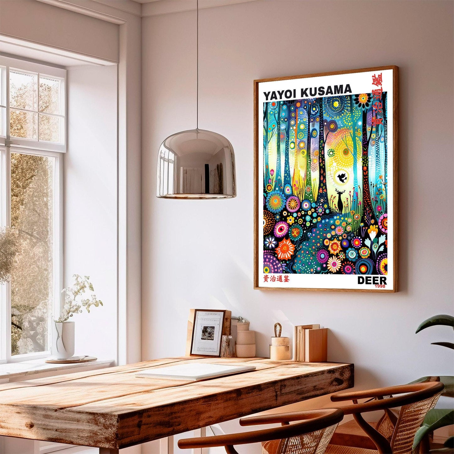 Yayoi Kusama Print, Japanese Art, Yayoi Kusama Wall Art, Whimsical Landscape Art. Exhibition Poster, Asian Wall Décor, Gift, Deer Art Print