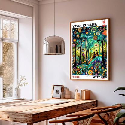 Yayoi Kusama Print, Japanese Art, Yayoi Kusama Poster, Asian Décor. Whimsical Landscape Art, Exhibition Poster, Witches Print A1/A2/A3/A4/A5