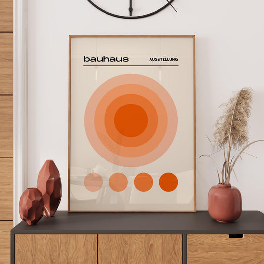 Bauhaus - Orange Exhibition Poster: Retro Art, Bauhaus Print, Vintage Exhibition Print, Home Office Wall Décor, Gift Idea, A1/A2/A3/A4/A5