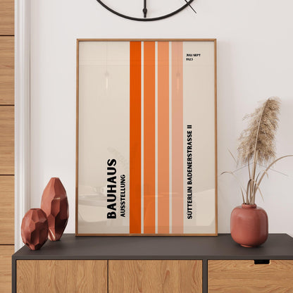 Bauhaus - Orange Exhibition Poster: Retro Art, Bauhaus Print, Minimalist Poster, Retro Print, Home Office Décor, Gift Idea, A1/A2/A3/A4/A5