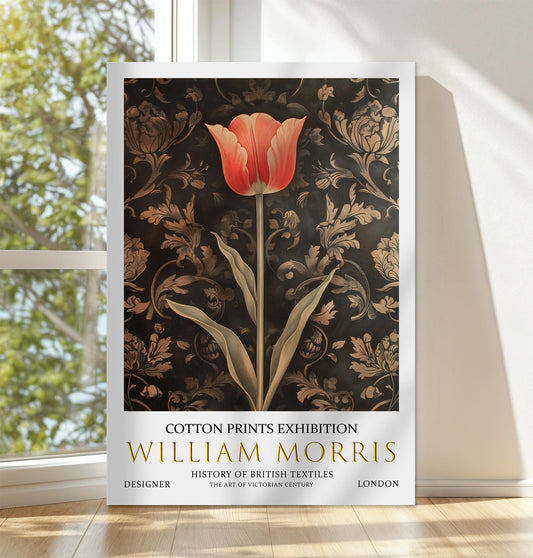 William Morris Tulip Floral Vintage Textiles Exhibition Poster CANVAS WALL ART Picture Print Home Decor