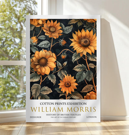 William Morris Canvas, William Morris Exhibition Print on Canvas, William Morris Print, Textile Canvas,  Floral Wall Art, Sunflowers Canvas