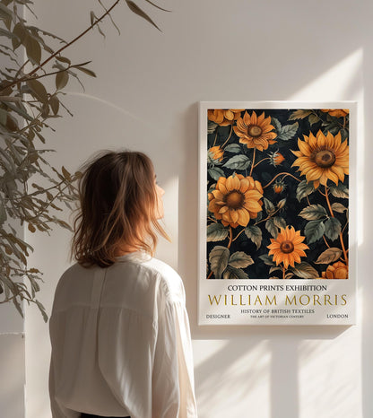 William Morris Canvas, William Morris Exhibition Print on Canvas, William Morris Print, Textile Canvas,  Floral Wall Art, Sunflowers Canvas