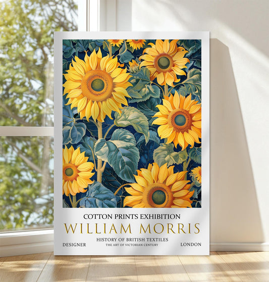 William Morris Canvas, William Morris Exhibition Print on Canvas, William Morris Print, Floral Canvas, Textiles Wall Art, Sunflowers Canvas