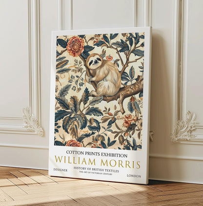 William Morris Canvas, William Morris Exhibition Print on Canvas, William Morris Print, Textile Canvas,  Floral Wall Art, Sloth Canvas