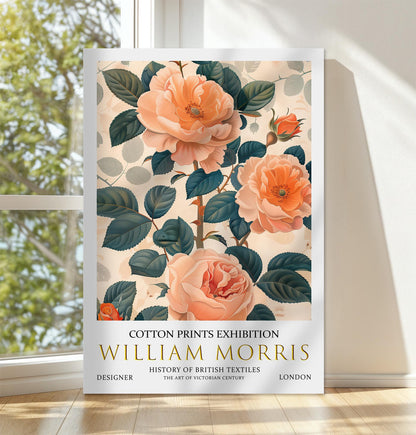 William Morris Canvas, William Morris Exhibition Print on Canvas, William Morris Print, Floral Canvas, Textiles Wall Art, Roses Canvas