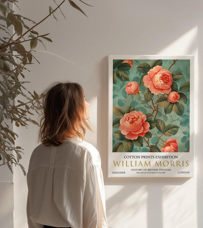 William Morris Canvas, William Morris Exhibition Print on Canvas, William Morris Print, Textile Canvas,  Floral Wall Art, Roses Canvas