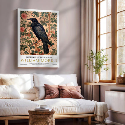 William Morris Canvas, William Morris Exhibition Print on Canvas, William Morris Print, Textile Canvas,  Floral Wall Art, Raven Canvas