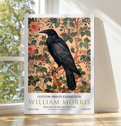 William Morris Canvas, William Morris Exhibition Print on Canvas, William Morris Print, Textile Canvas,  Floral Wall Art, Raven Canvas