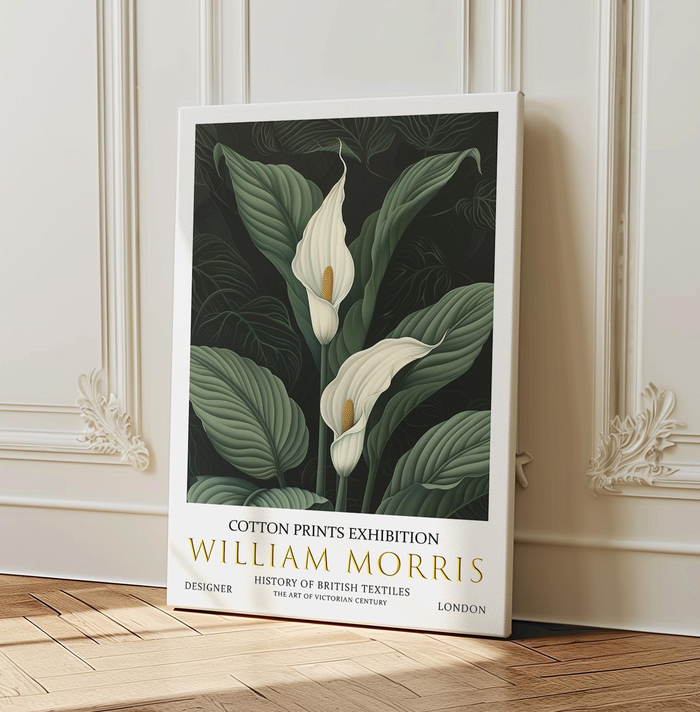 William Morris Canvas, William Morris Exhibition Print on Canvas, William Morris Print, Textile Canvas,  Floral Wall Art, Peace Lily Canvas