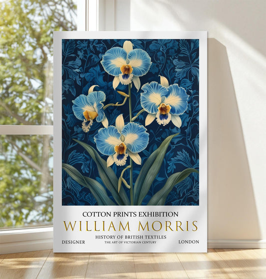 William Morris Canvas, William Morris Exhibition Print on Canvas, William Morris Print, Textile Canvas,  Floral Wall Art, Orchids Canvas