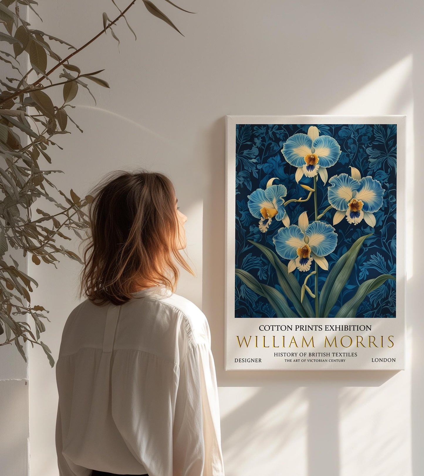 William Morris Canvas, William Morris Exhibition Print on Canvas, William Morris Print, Textile Canvas,  Floral Wall Art, Orchids Canvas