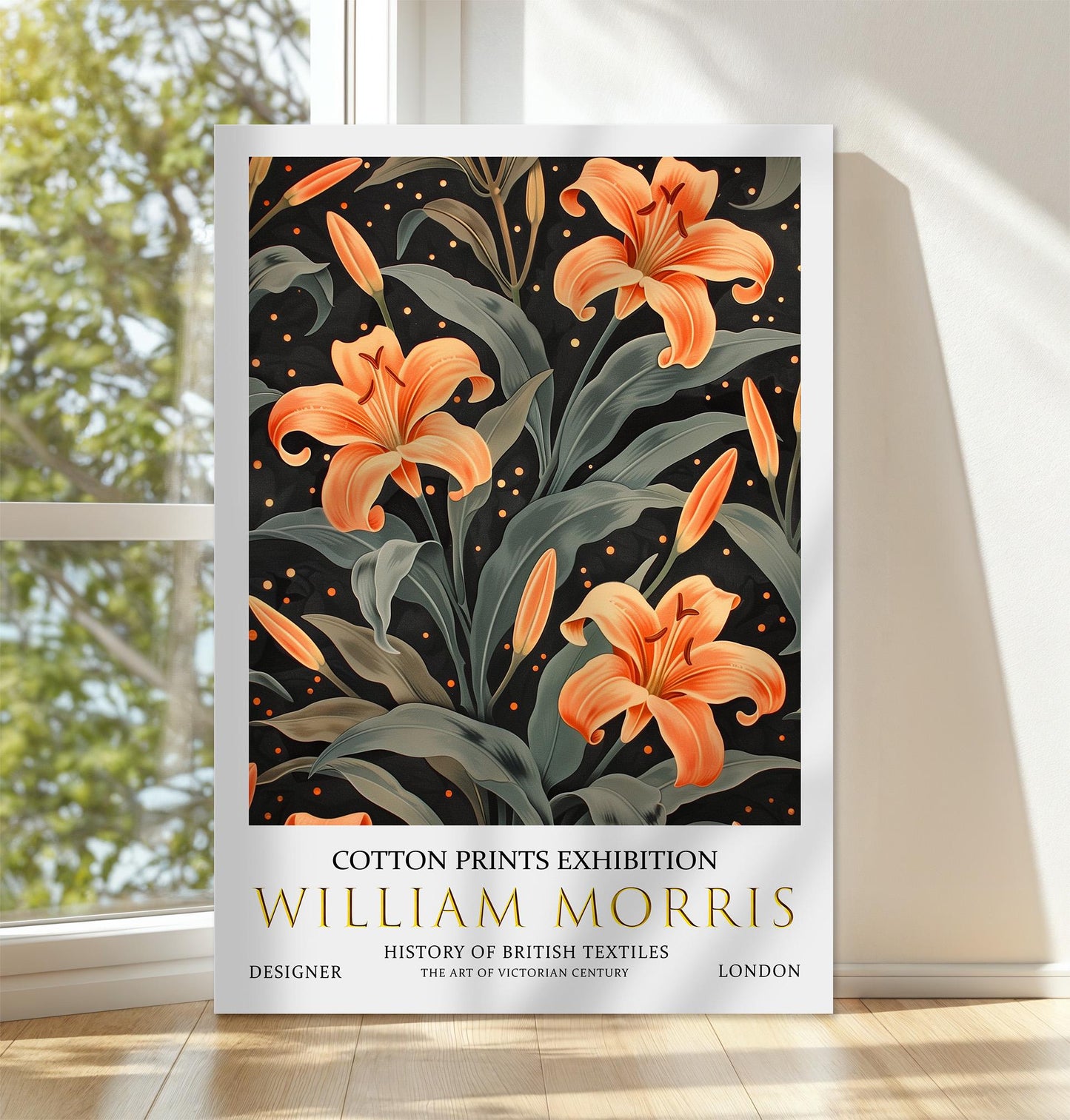 William Morris Canvas, William Morris Exhibition Print on Canvas, William Morris Print, Floral Canvas, Textiles Wall Art, Lilies Canvas