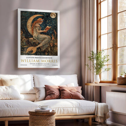 William Morris Siren Reading A Book Canvas, William Morris Exhibition Print on Canvas, William Morris Print, Floral Canvas, Textiles Art