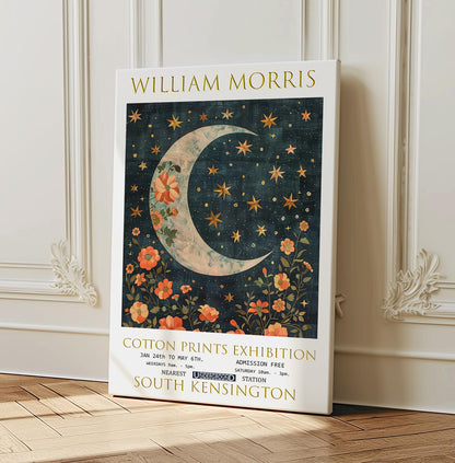 William Morris Canvas, William Morris Exhibition Print on Canvas, William Morris Print, Floral Canvas, Textiles Art, Moon & Stars Canvas