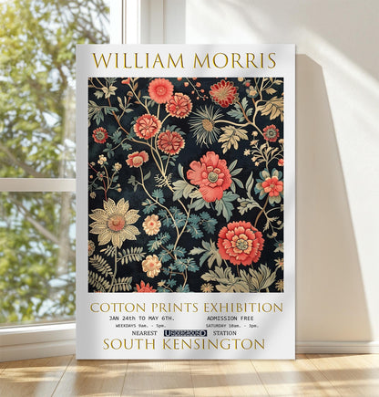 William Morris Canvas, William Morris Exhibition Print on Canvas, William Morris Print, Floral Canvas, Textiles Wall Art, Botanical Canvas