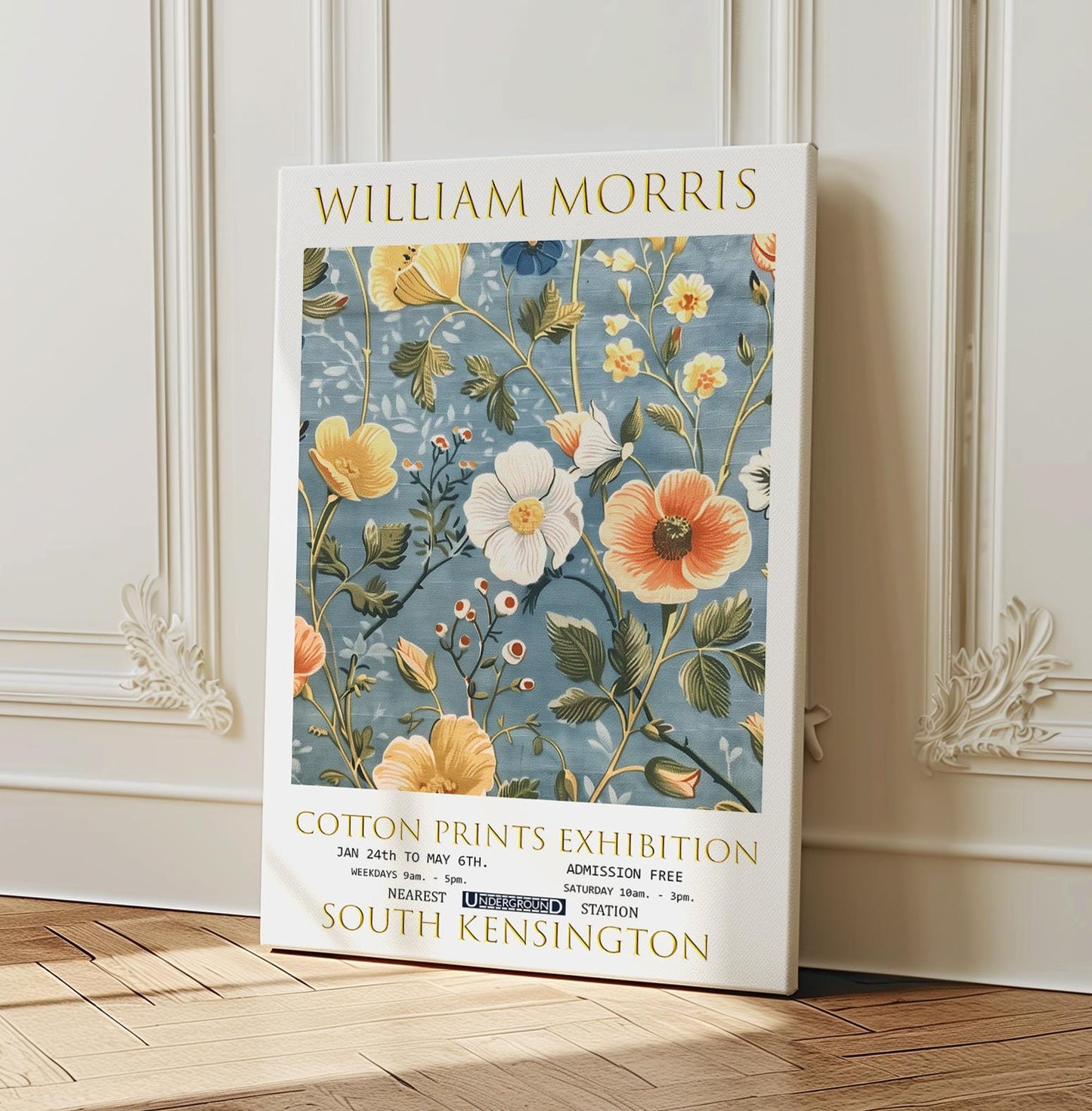 William Morris Botanical Canvas, William Morris Exhibition Print on Canvas, William Morris Print, Floral Canvas, Textiles Art, Home Decor