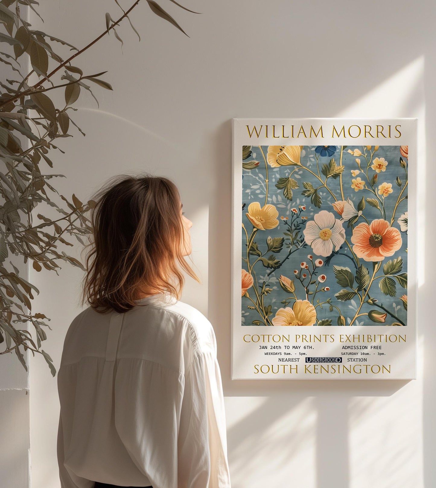 William Morris Botanical Canvas, William Morris Exhibition Print on Canvas, William Morris Print, Floral Canvas, Textiles Art, Home Decor