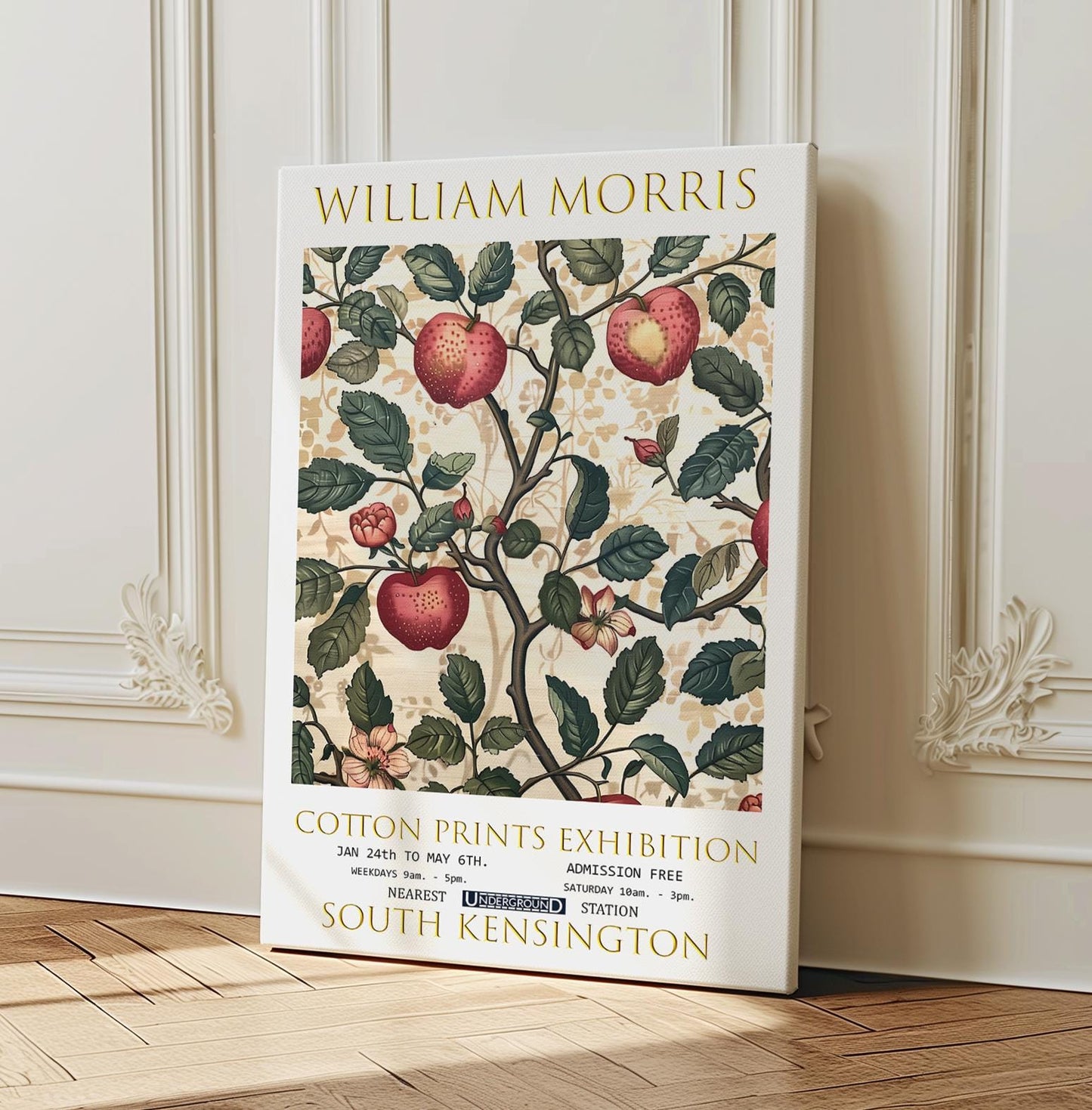 William Morris Canvas, William Morris Exhibition Print on Canvas, William Morris Print, Floral Canvas, Textiles Wall Art, Botanical Canvas