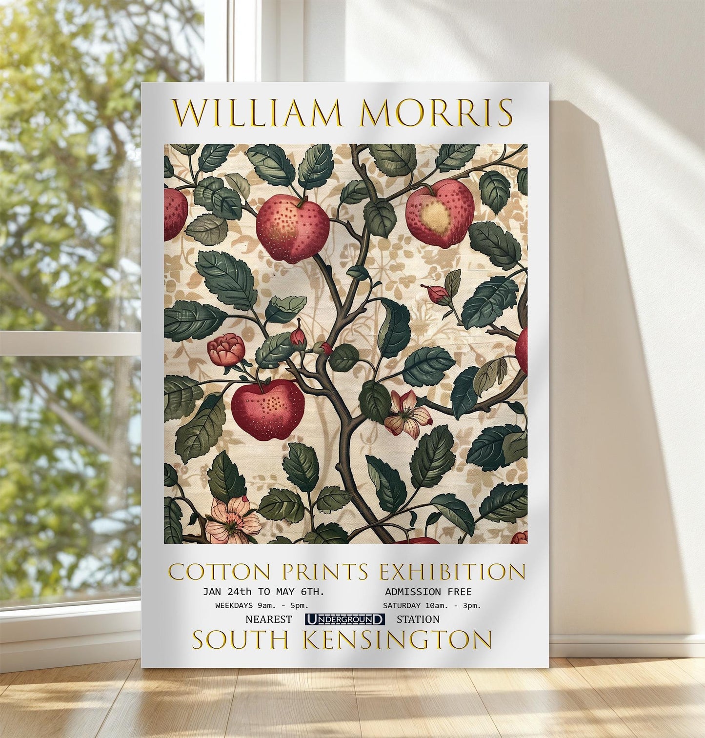 William Morris Canvas, William Morris Exhibition Print on Canvas, William Morris Print, Floral Canvas, Textiles Wall Art, Apple Tree Canvas