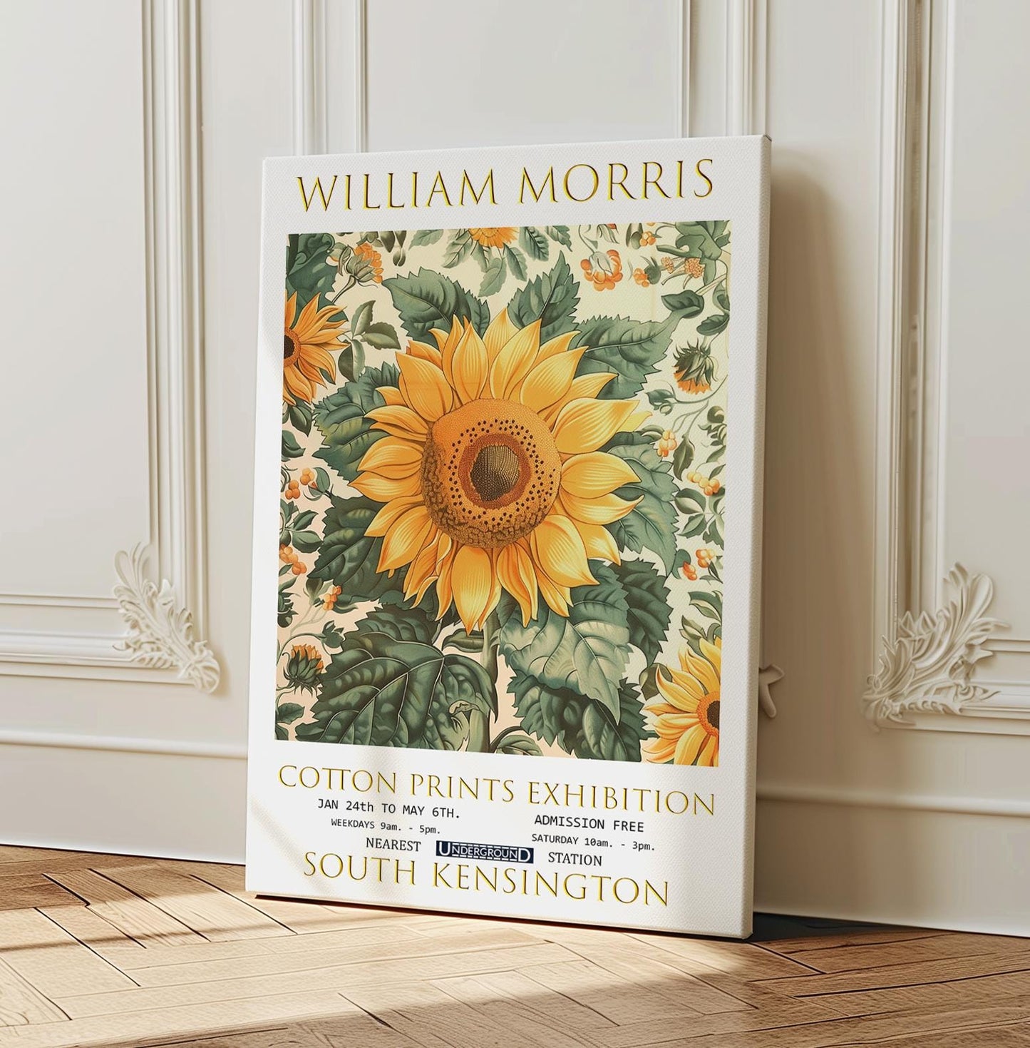 William Morris Sunflower Canvas, William Morris Exhibition Print on Canvas, William Morris Print, Floral Canvas, Textiles Art, Wall Decor