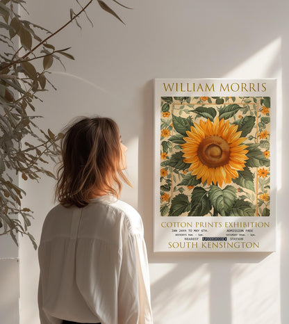 William Morris Canvas, William Morris Exhibition Print on Canvas, William Morris Print, Floral Canvas, Textiles Wall Art, Sunflower Canvas