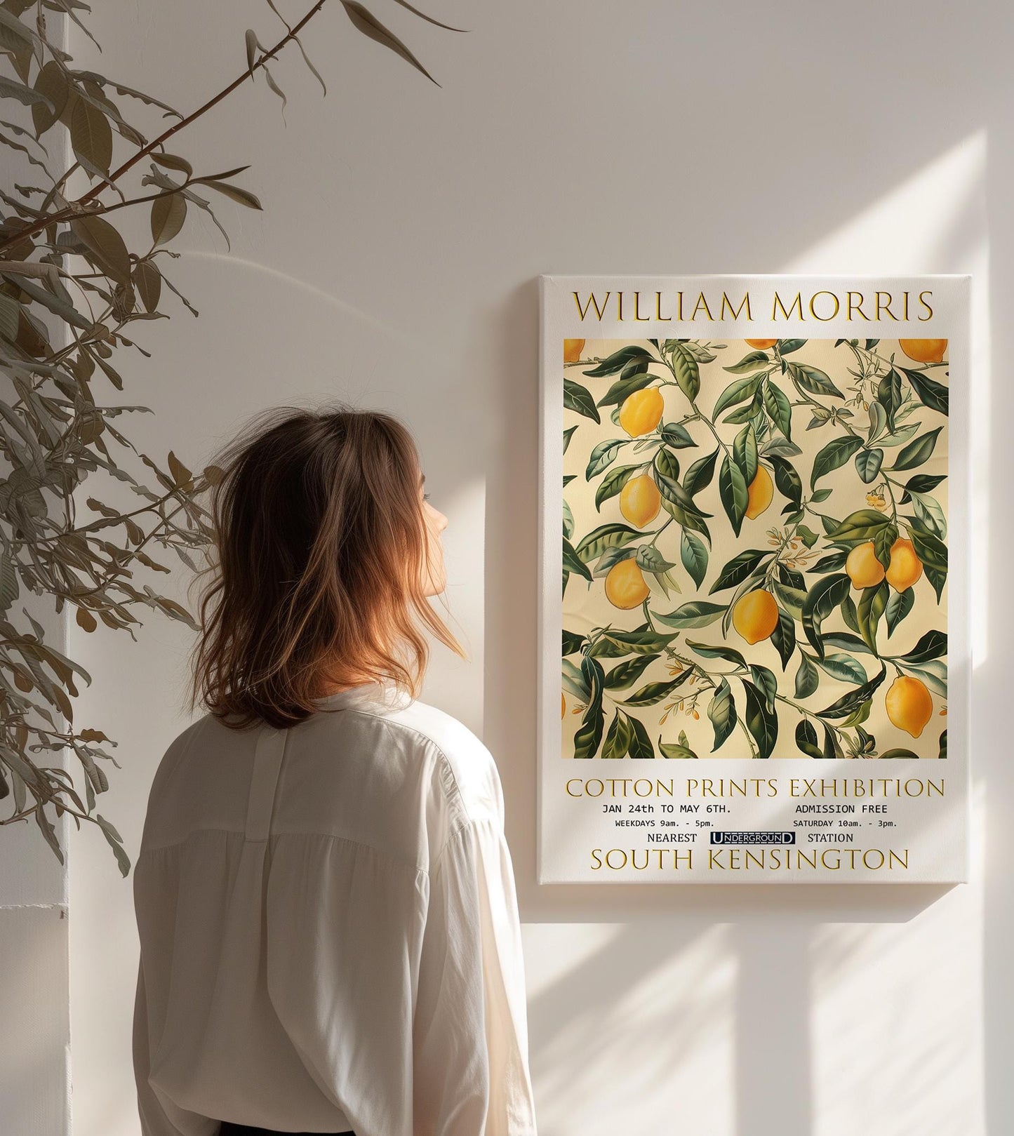 William Morris Canvas, William Morris Exhibition Print, William Morris Print, Textiles Canvas,  Floral Wall Art, Lemon Tree Canvas Art Print