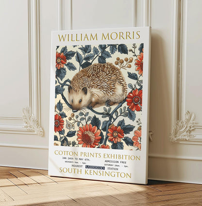 William Morris Hedgehog Canvas, William Morris Exhibition Poster, William Morris Print, Textiles Canvas,  Floral Wall Art, Canvas Art Print