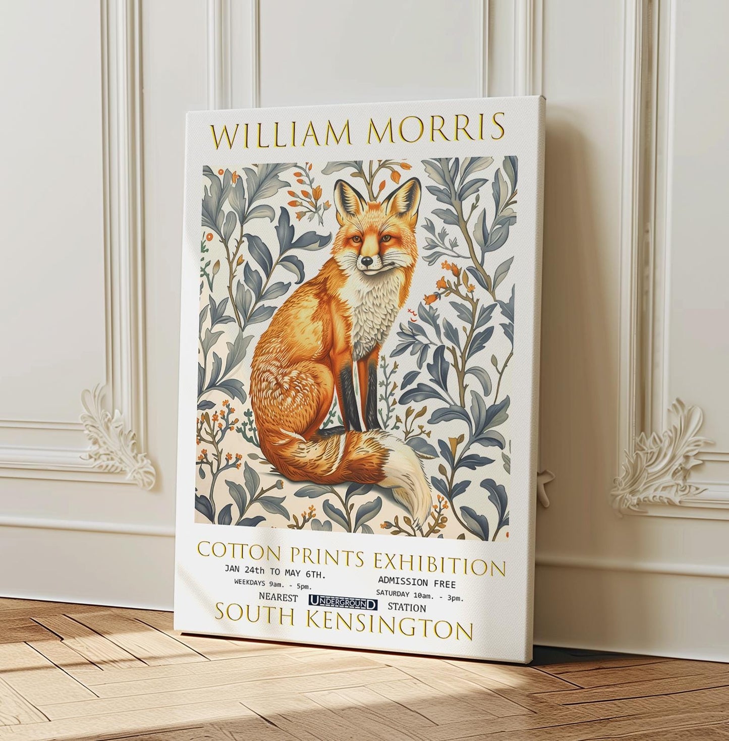 William Morris Fox Canvas, William Morris Exhibition Poster, William Morris Print, Textiles Canvas, Floral Wall Art, Canvas Art Print