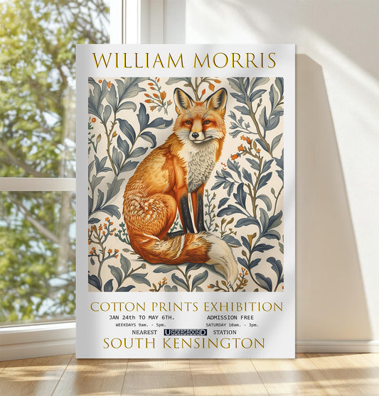 William Morris Fox Canvas, William Morris Exhibition Poster, William Morris Print, Textiles Canvas, Floral Wall Art, Canvas Art Print