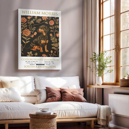 William Morris Dachshund Canvas, William Morris Exhibition Poster, William Morris Print, Textiles Canvas, Floral Wall Art, Canvas Art Print