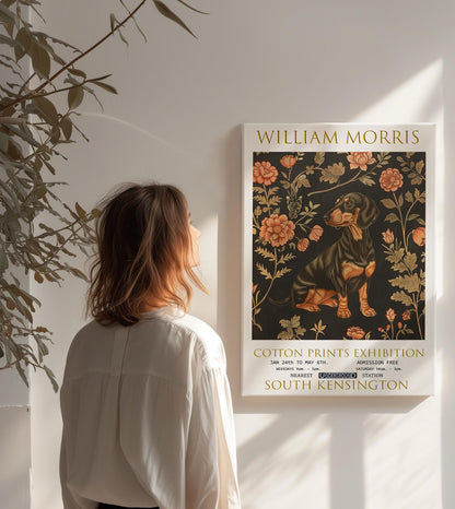 William Morris Dachshund Canvas, William Morris Exhibition Poster, William Morris Print, Textiles Canvas, Floral Wall Art, Canvas Art Print