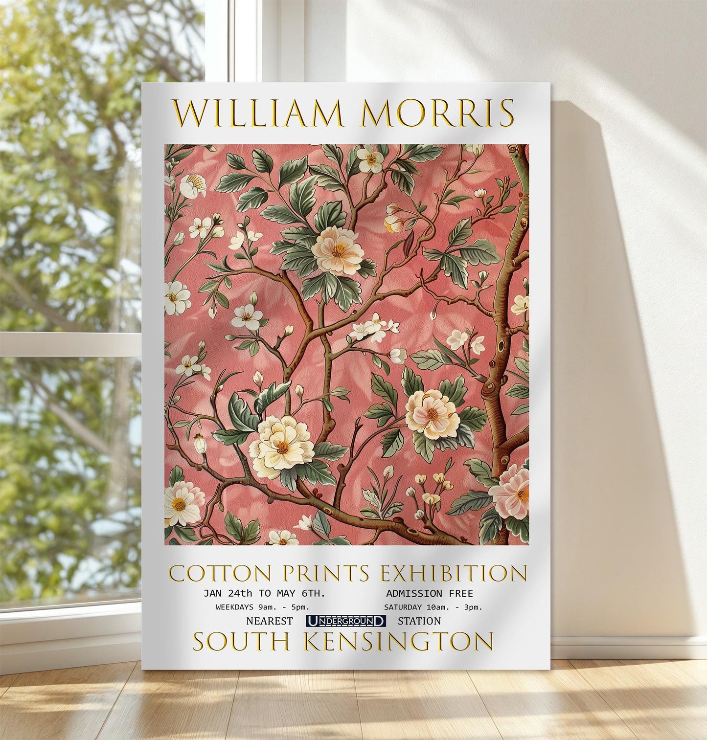 William Morris Canvas, William Morris Exhibition Poster, William Morris Print, Textiles Canvas, Floral Wall Art, Cherry Blossom Tree Canvas