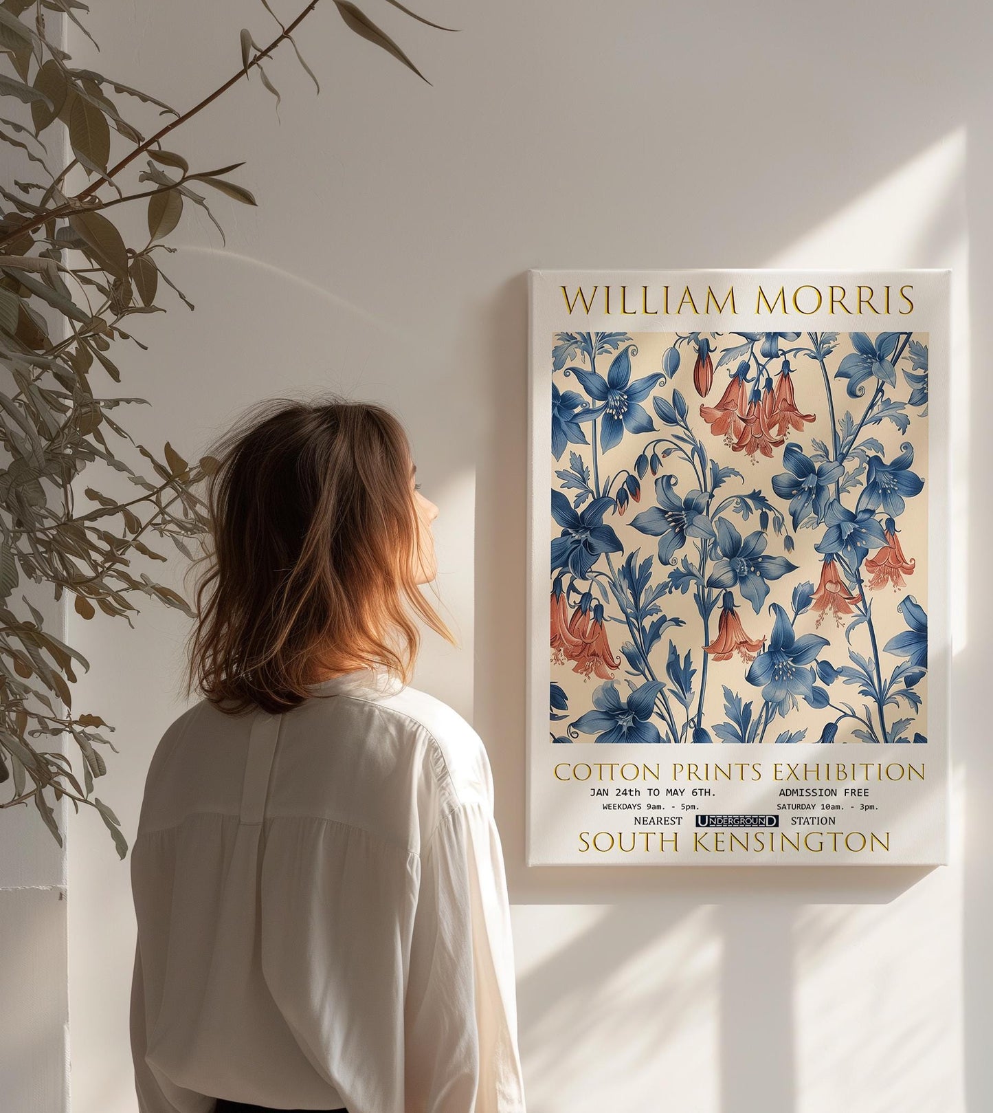 William Morris Canvas, William Morris Exhibition Poster, William Morris Print, Textiles Canvas, Floral Wall Art, Bluebells Canvas Print